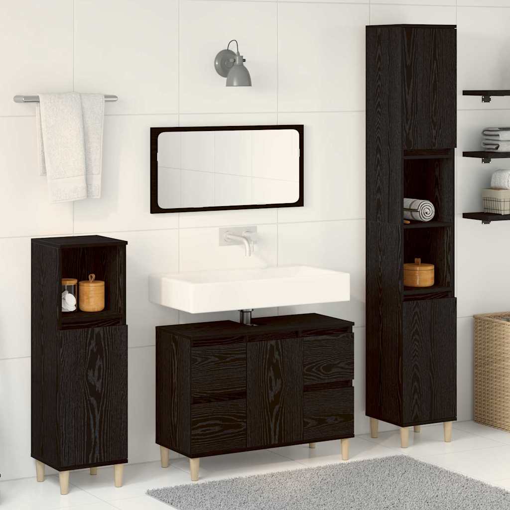 3 Piece Bathroom Furniture Set Engineered Wood