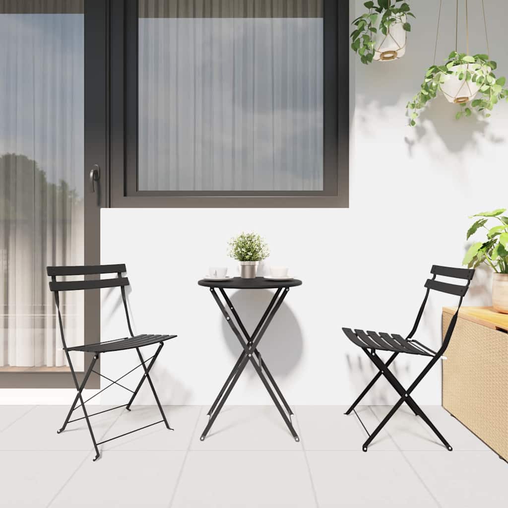 Garden Folding Chair 2 Pcs 42 X 46 X 82Cm Metal