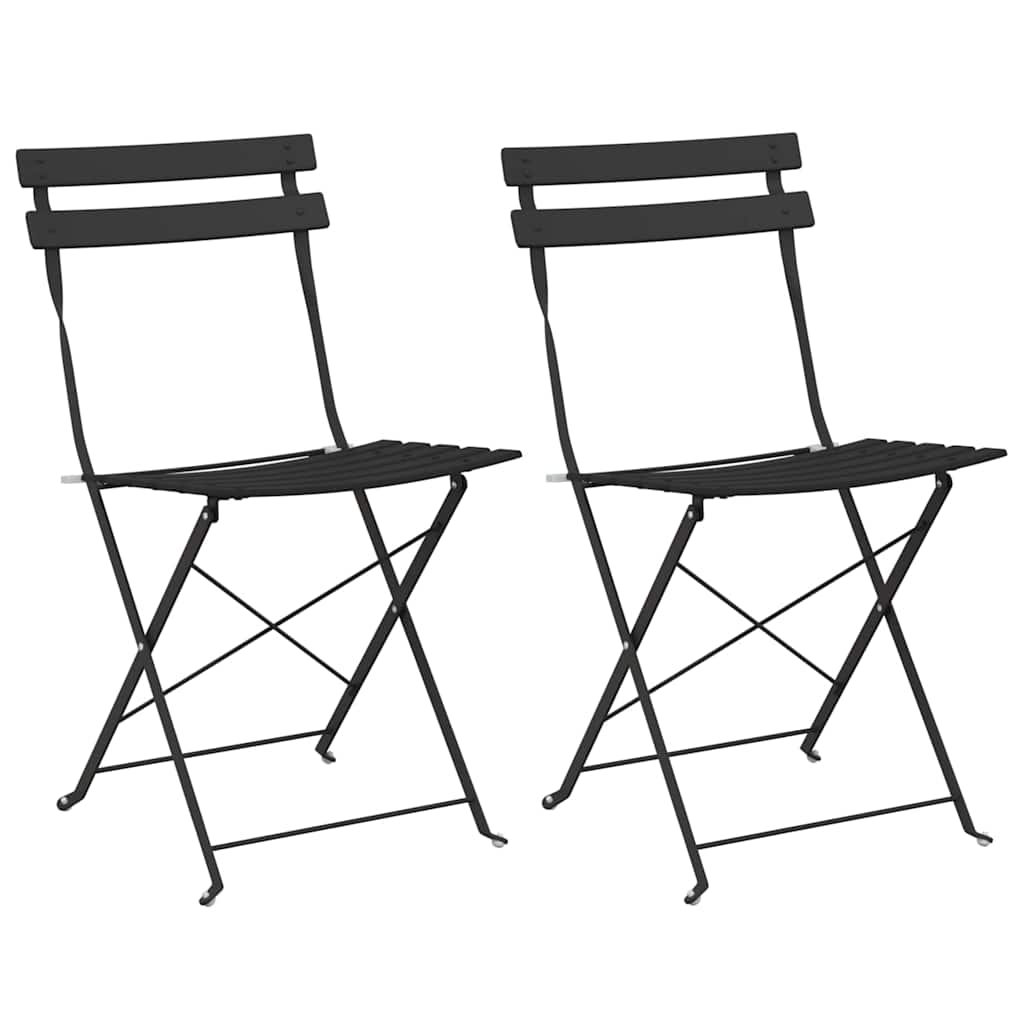 Garden Folding Chair 2 Pcs 42 X 46 X 82Cm Metal