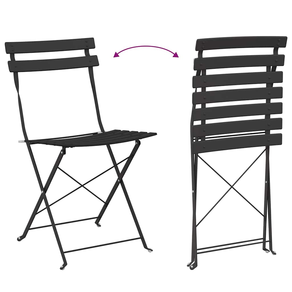 Garden Folding Chair 2 Pcs 42 X 46 X 82Cm Metal