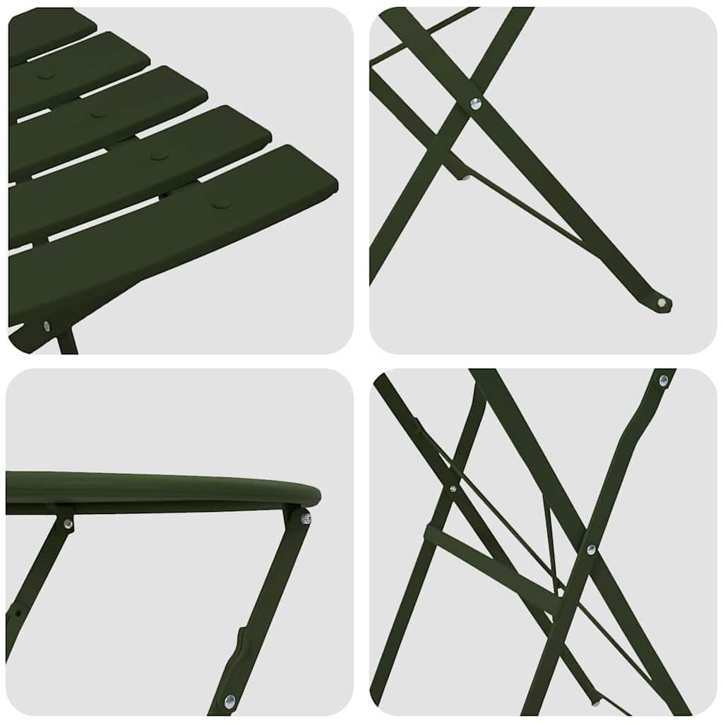 Folding Bistro Set 3 Pcs Steel