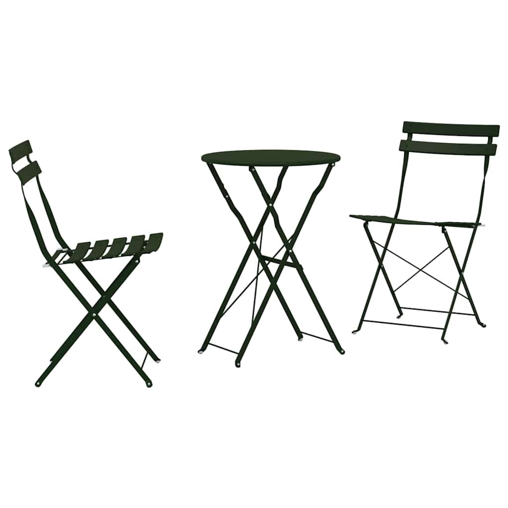 Folding Bistro Set 3 Pcs Steel