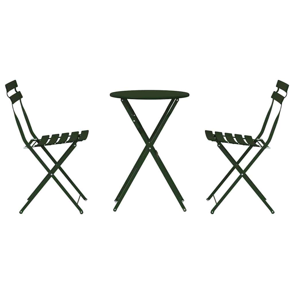 Folding Bistro Set 3 Pcs Steel
