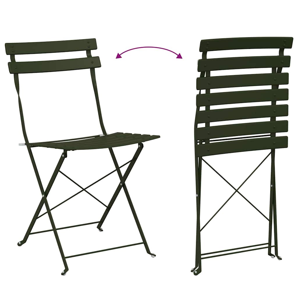 Outdoor Furniture Set 3 Piece Folding Bistro Steel Garden Patio Table & Chairs D