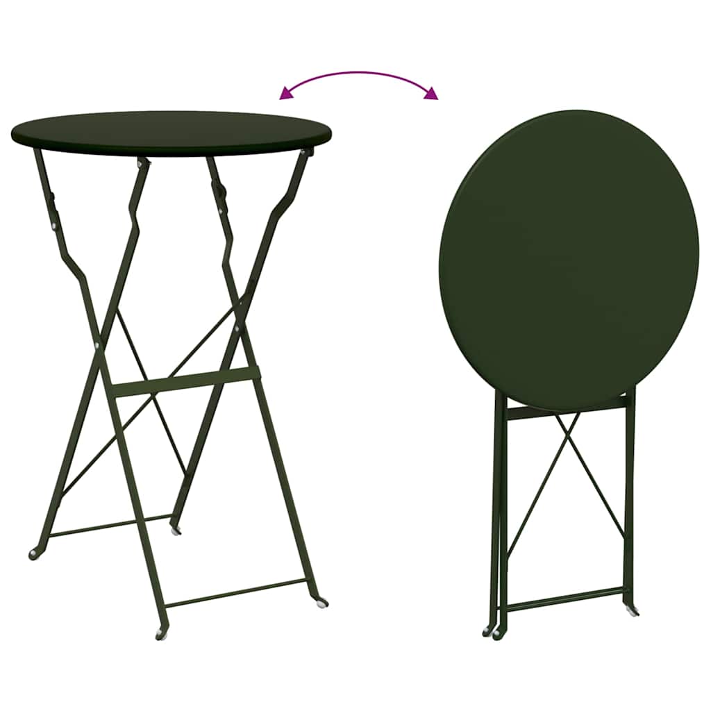 Folding Bistro Set 3 Pcs Steel