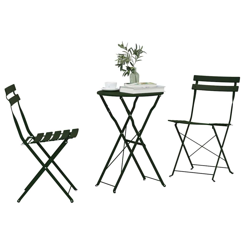 Folding Bistro Set 3 Pcs Steel