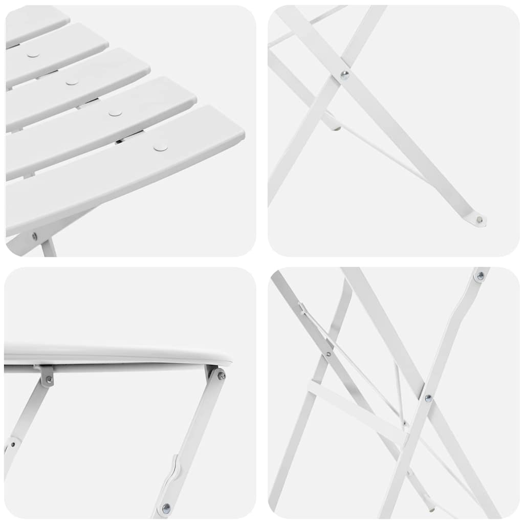 Folding Bistro Set 3 Pcs Steel
