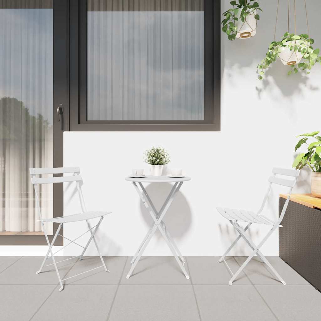 Folding Bistro Set 3 Pcs Steel