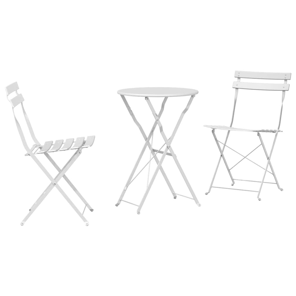 Folding Bistro Set 3 Pcs Steel