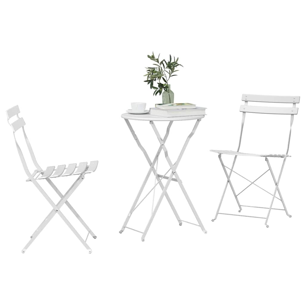 Outdoor Furniture Set 3 Piece Folding Bistro Steel Garden Patio Table & Chairs D