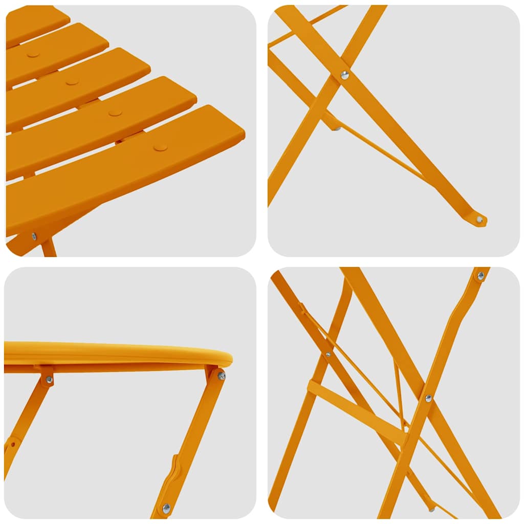 Folding Bistro Set 3 Pcs Steel