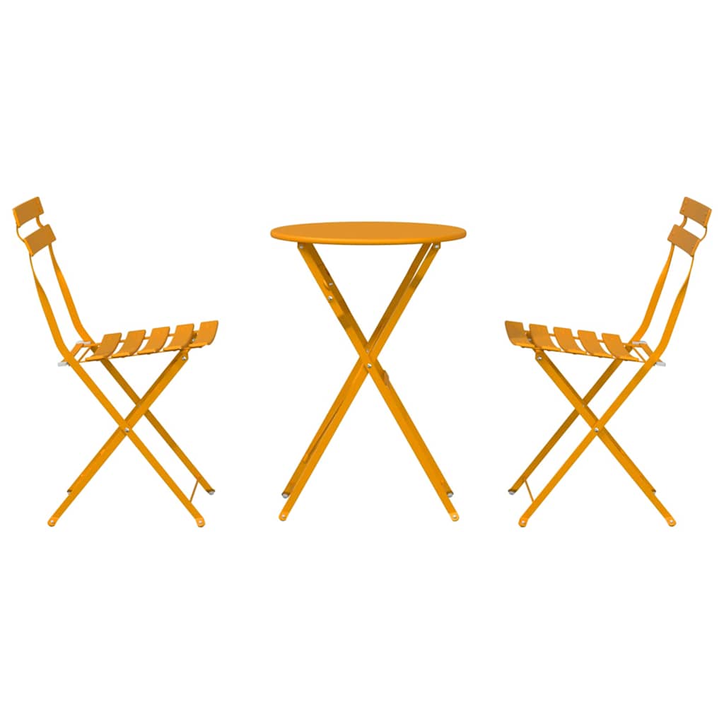 Folding Bistro Set 3 Pcs Steel