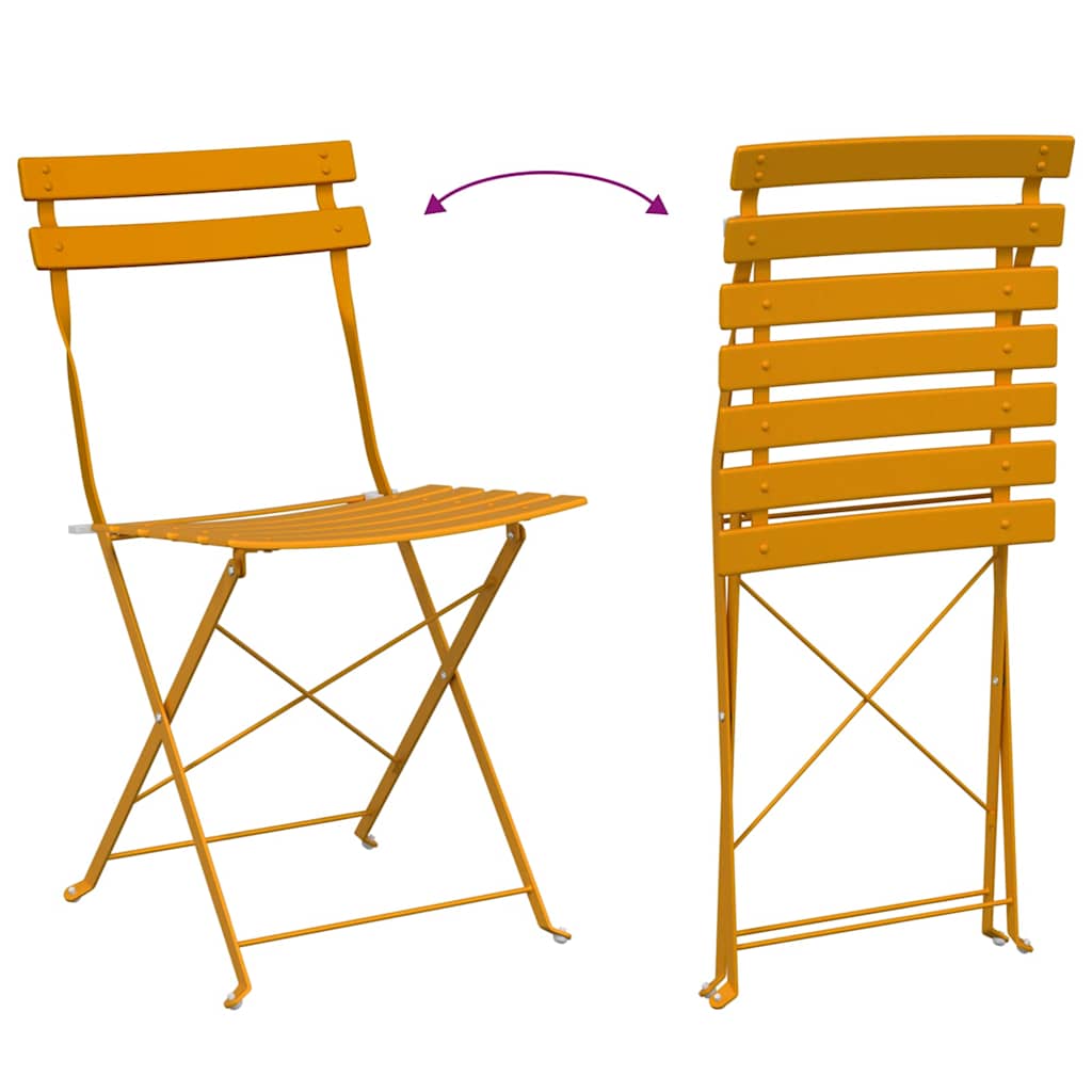 Folding Bistro Set 3 Pcs Steel