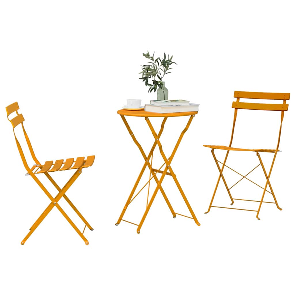 Folding Bistro Set 3 Pcs Steel