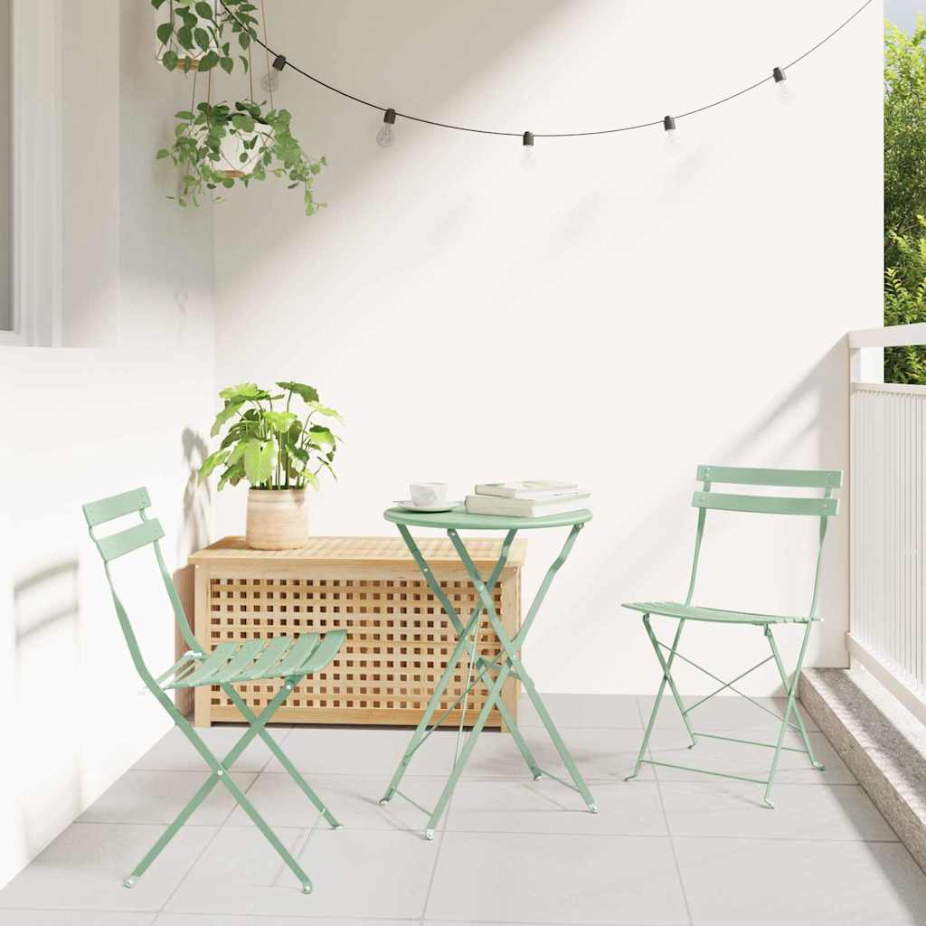 Folding Bistro Set 3 Pcs Steel