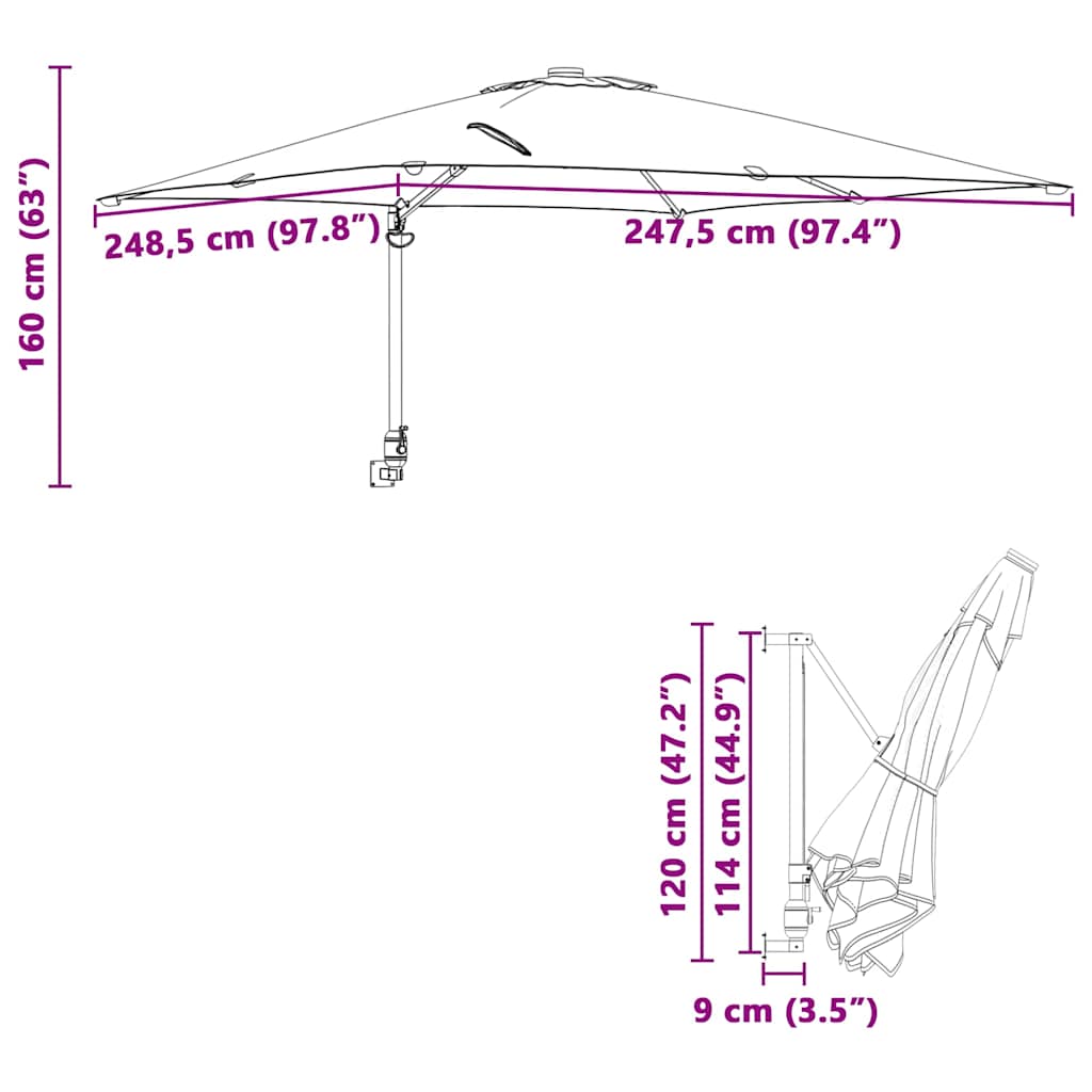 Garden Parasol 248.5 X 247.5 X 160 Cm