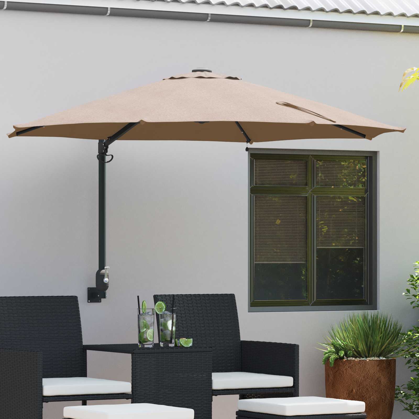 Garden Parasol 248 X 248 X 148 Cm Polyester And Steel