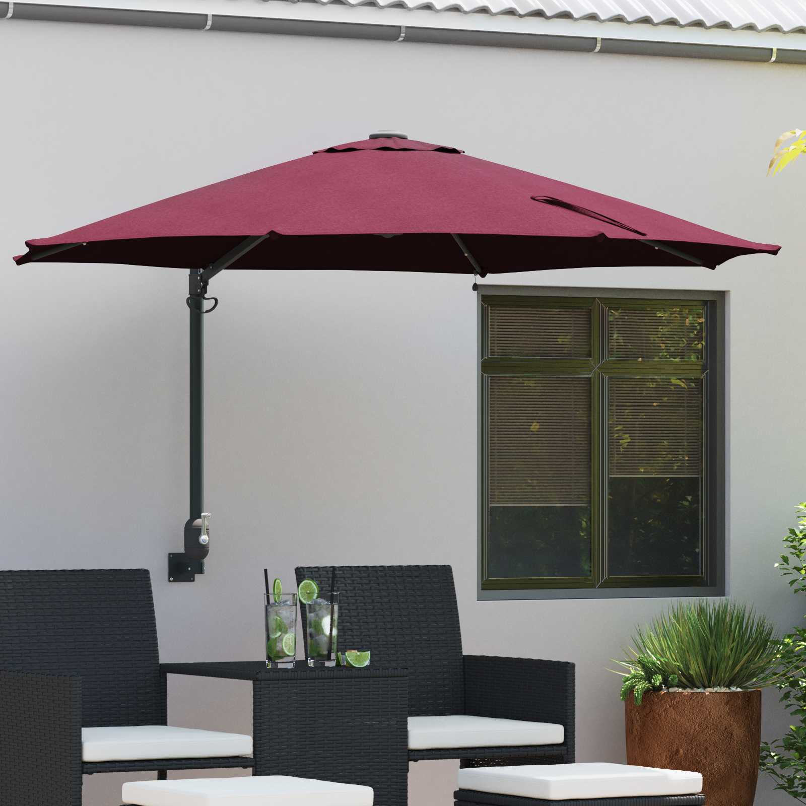 Garden Parasol 248 X 248 X 148 Cm Polyester And Steel