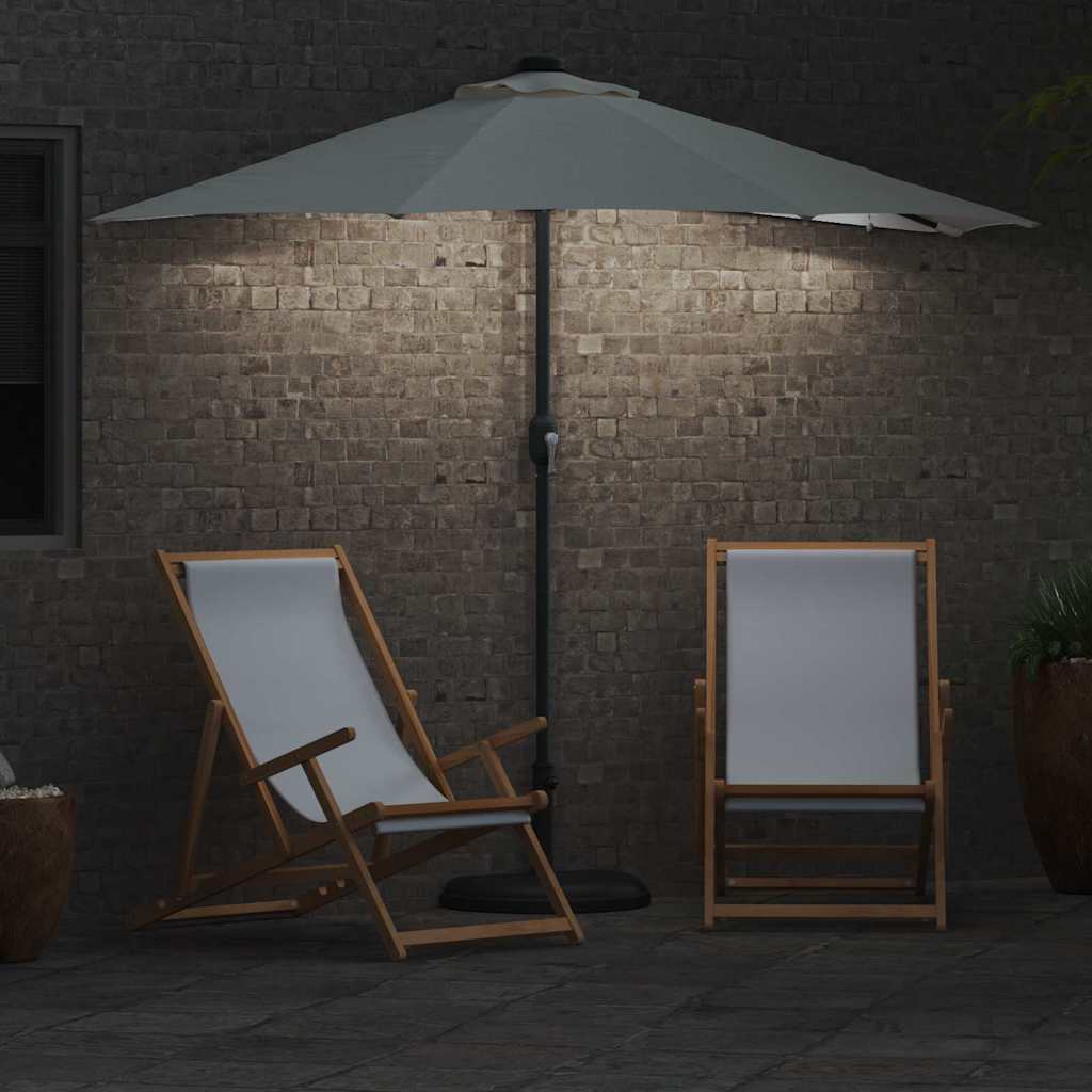 Garden Parasol 294X150Cm LED Solar Outdoor Umbrella UV Resistant Terracotta Sand
