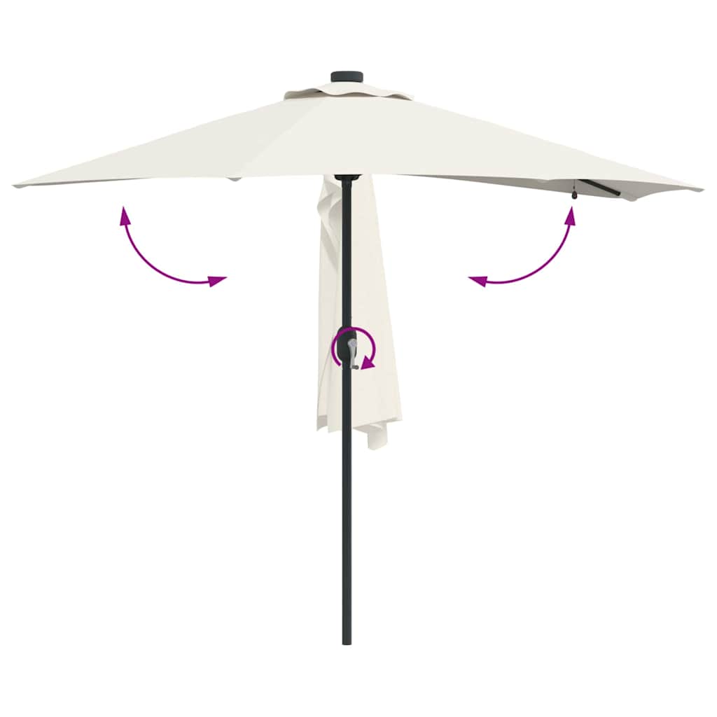 Garden Parasol 294X150Cm LED Solar Outdoor Umbrella UV Resistant Terracotta Sand