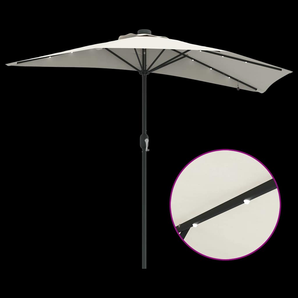 Garden Parasol 294X150Cm LED Solar Outdoor Umbrella UV Resistant Terracotta Sand