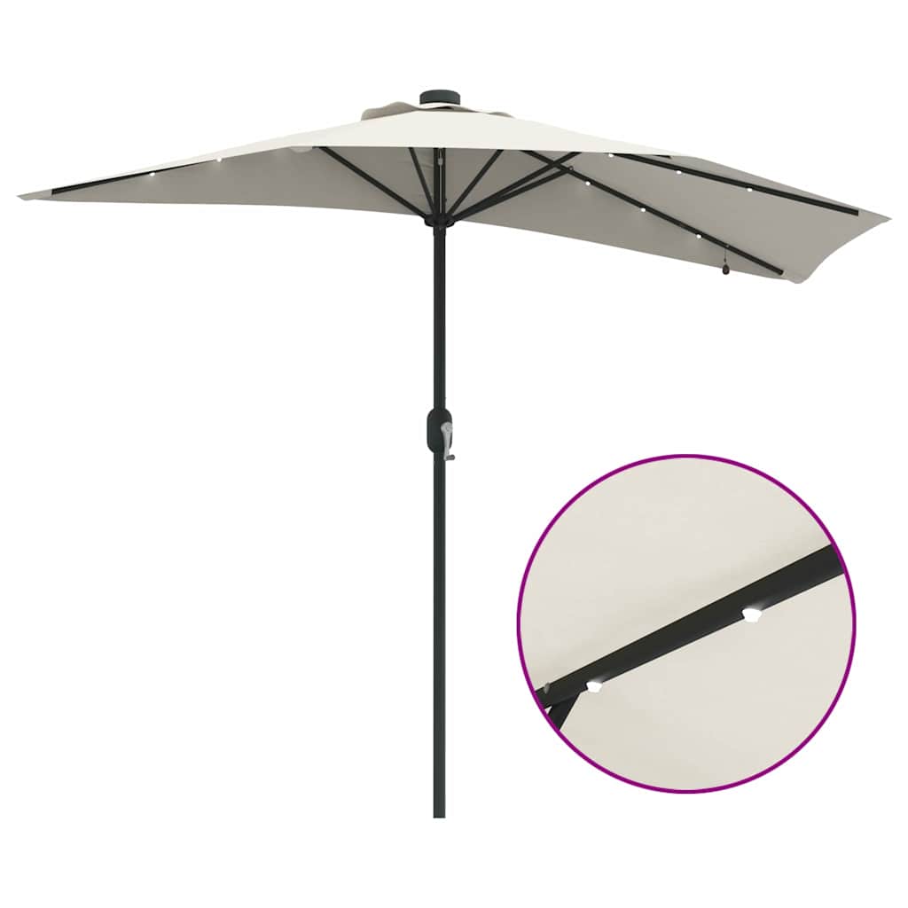Garden Parasol 294X150Cm LED Solar Outdoor Umbrella UV Resistant Terracotta Sand