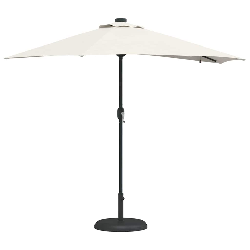 Garden Parasol 294X150Cm LED Solar Outdoor Umbrella UV Resistant Terracotta Sand