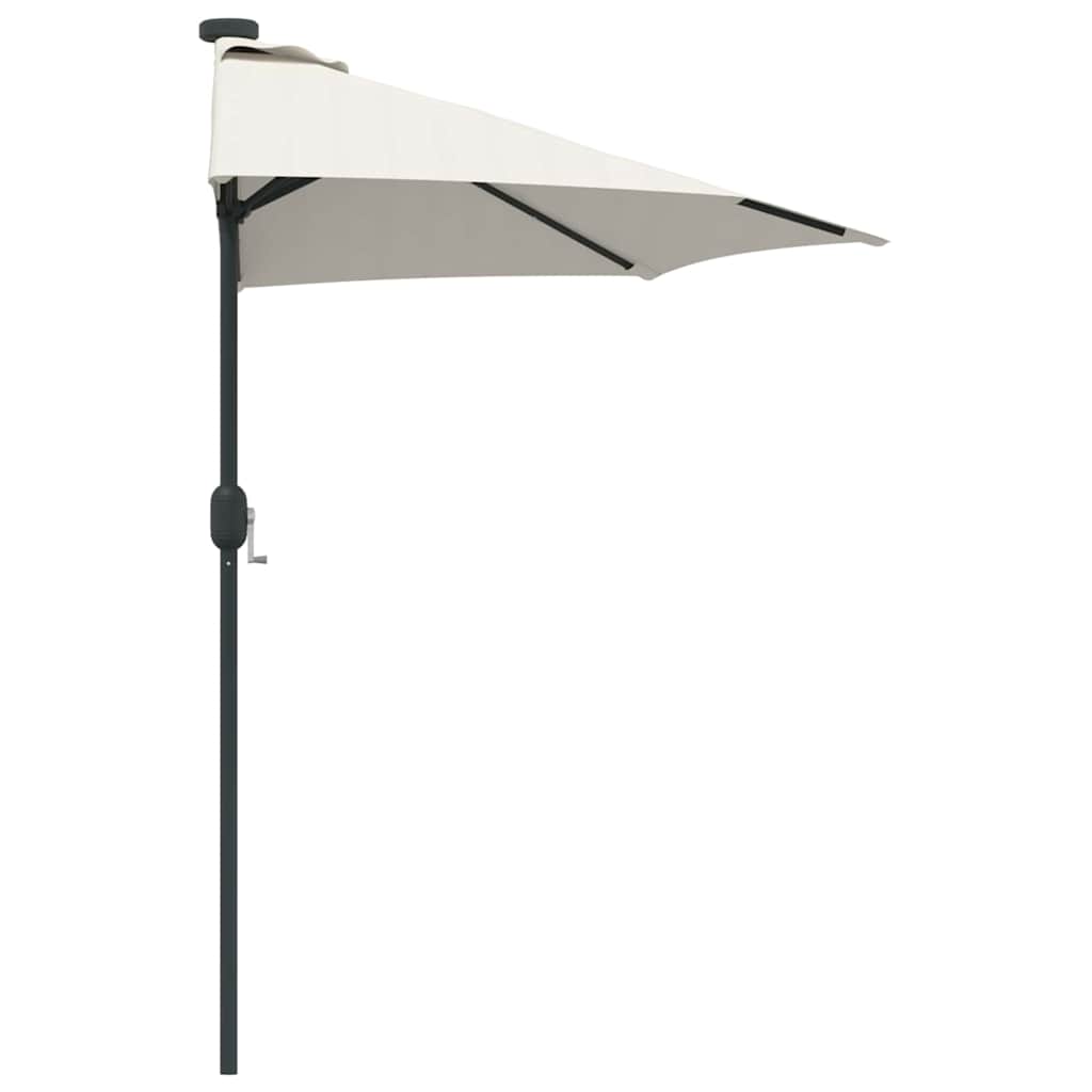Garden Parasol 294X150Cm LED Solar Outdoor Umbrella UV Resistant Terracotta Sand