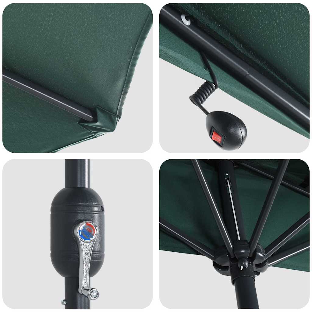 Garden Parasol 294X150Cm LED Solar Outdoor Umbrella UV Resistant Terracotta Sand