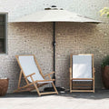 Garden Parasol 294x150cm LED Solar Outdoor Umbrella UV Resistant Black Sand Bord