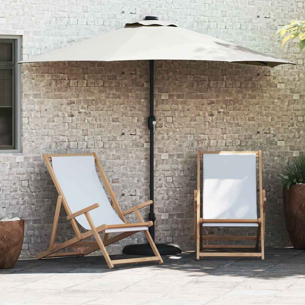 Garden Parasol 294x150cm LED Solar Outdoor Umbrella UV Resistant Black Sand Bord