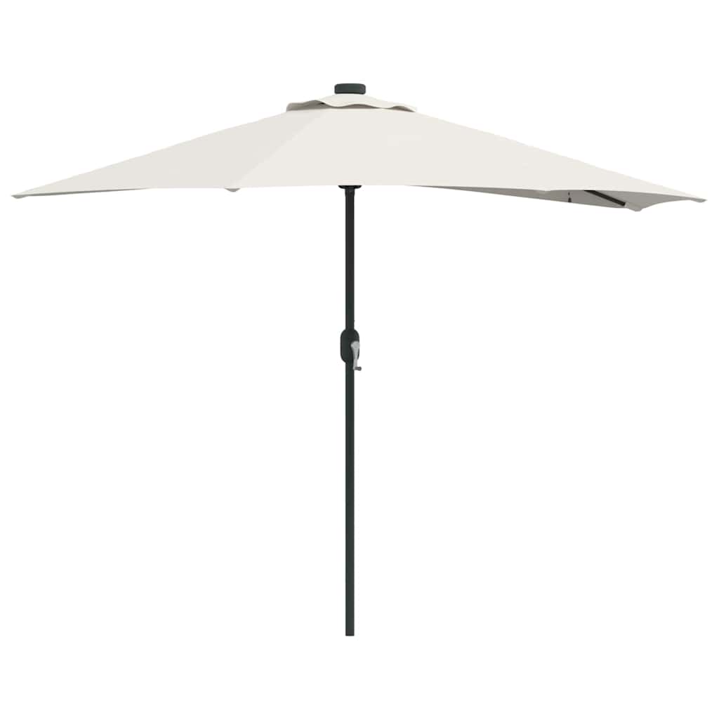 Garden Parasol 294x150cm LED Solar Outdoor Umbrella UV Resistant Black Sand Bord