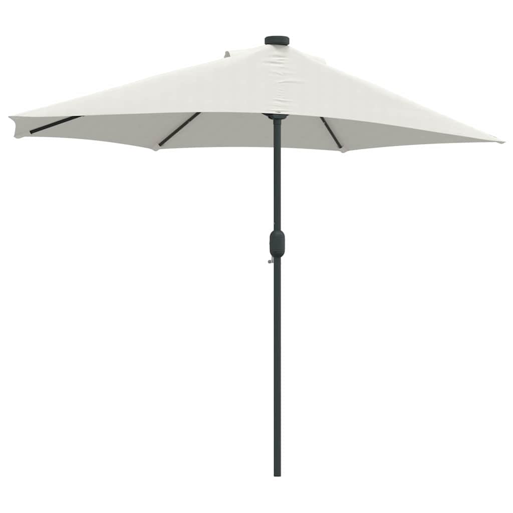 Garden Parasol 294x150cm LED Solar Outdoor Umbrella UV Resistant Black Sand Bord