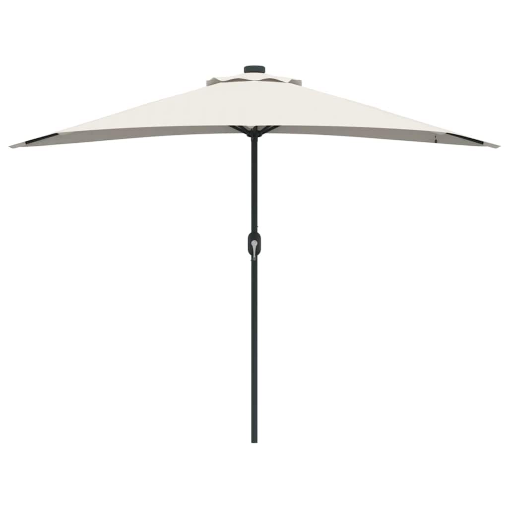 Garden Parasol 294x150cm LED Solar Outdoor Umbrella UV Resistant Black Sand Bord