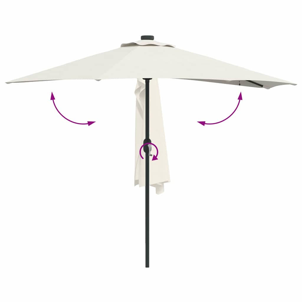 Garden Parasol 294x150cm LED Solar Outdoor Umbrella UV Resistant Black Sand Bord