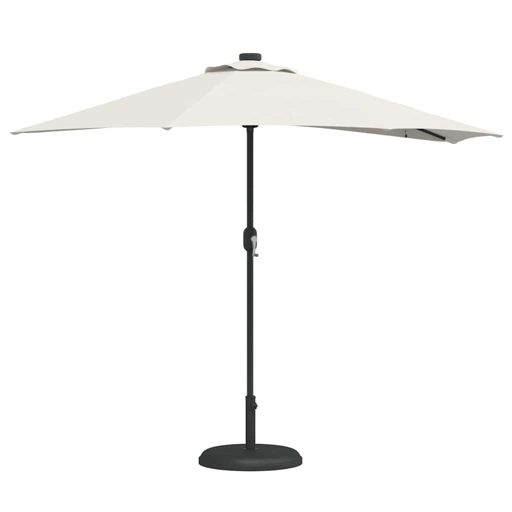 Garden Parasol 294x150cm LED Solar Outdoor Umbrella UV Resistant Black Sand Bord