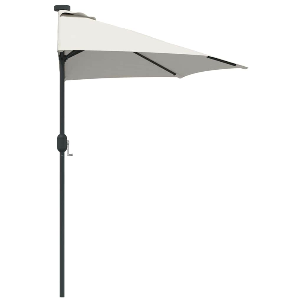 Garden Parasol 294x150cm LED Solar Outdoor Umbrella UV Resistant Black Sand Bord