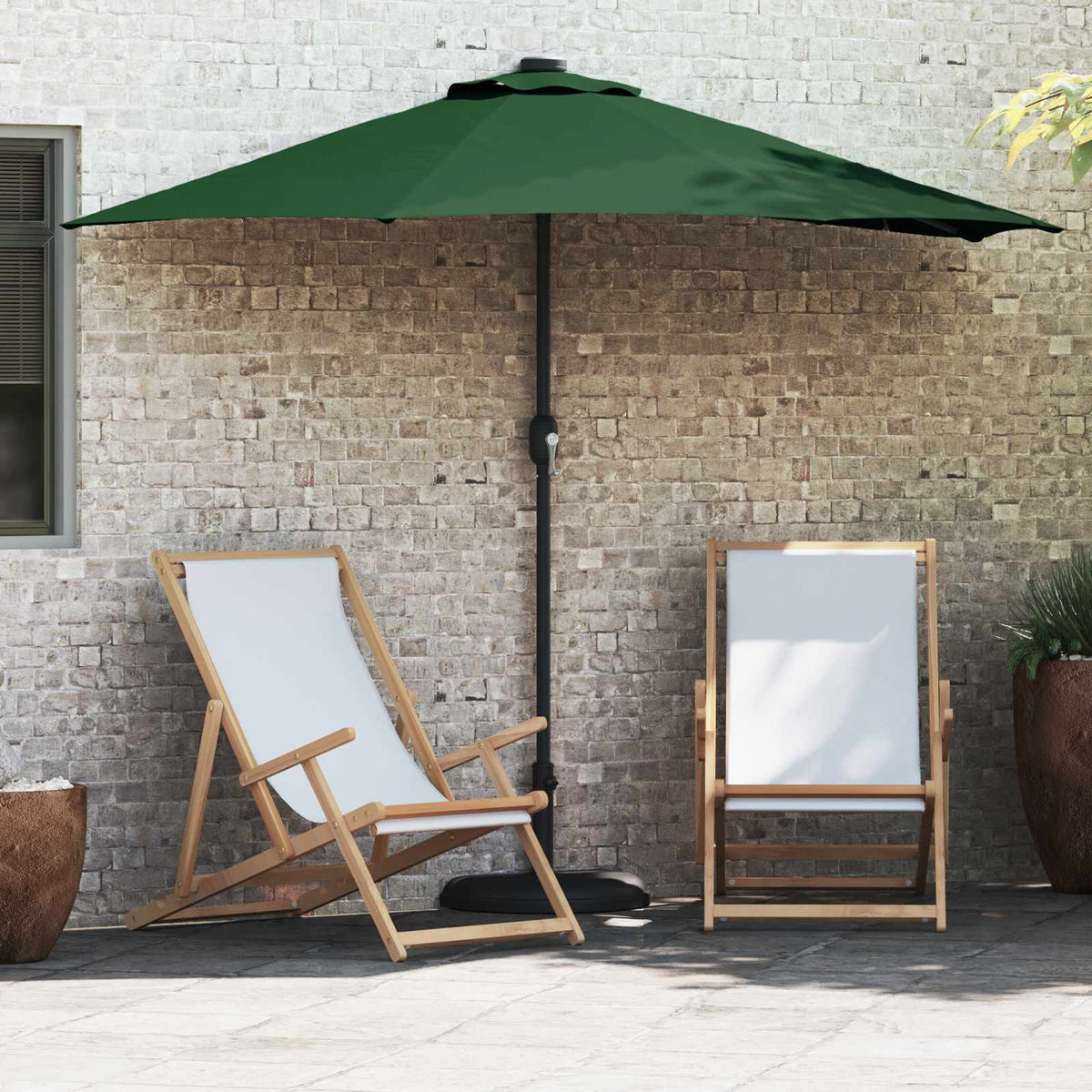 Garden Parasol 294x150cm LED Solar Outdoor Umbrella UV Resistant Black Sand Bord