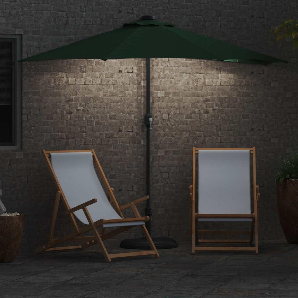 Garden Parasol 294x150cm LED Solar Outdoor Umbrella UV Resistant Black Sand Bord