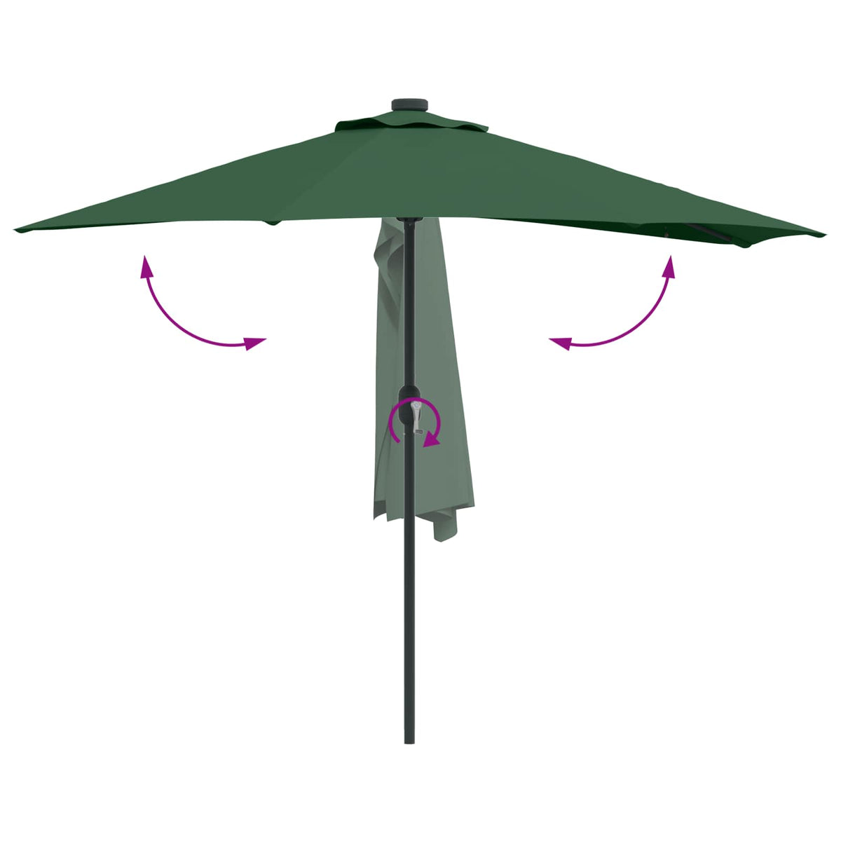 Garden Parasol 294x150cm LED Solar Outdoor Umbrella UV Resistant Black Sand Bord