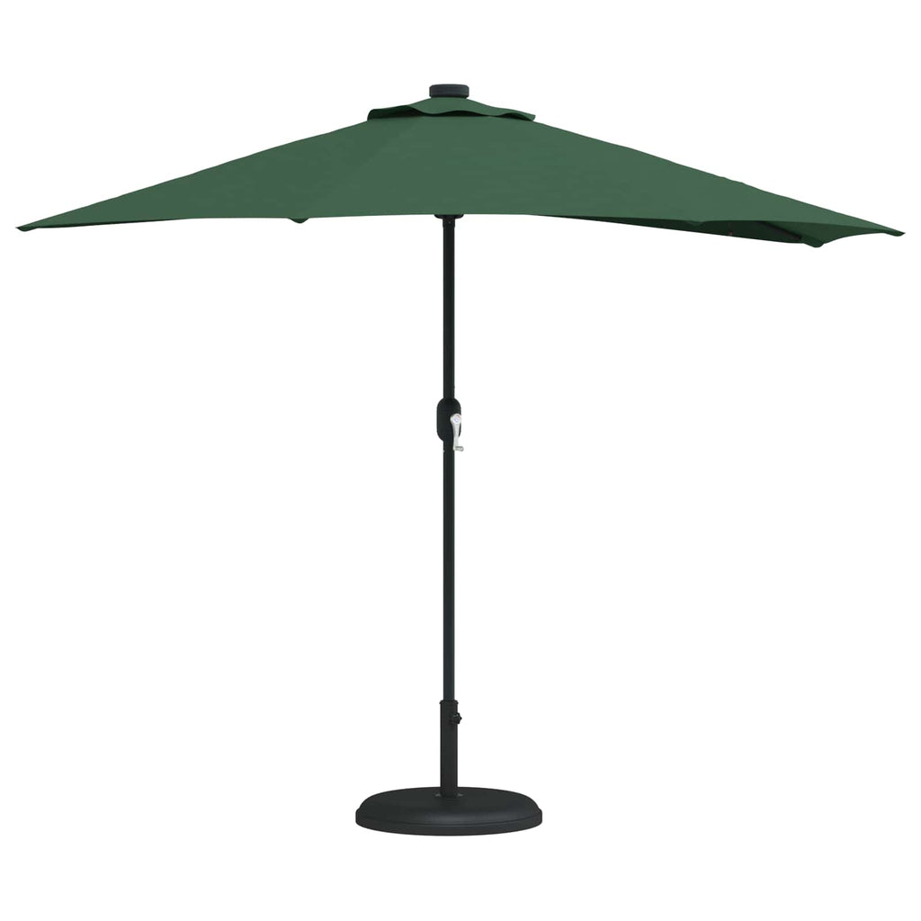 Garden Parasol 294x150cm LED Solar Outdoor Umbrella UV Resistant Black Sand Bord