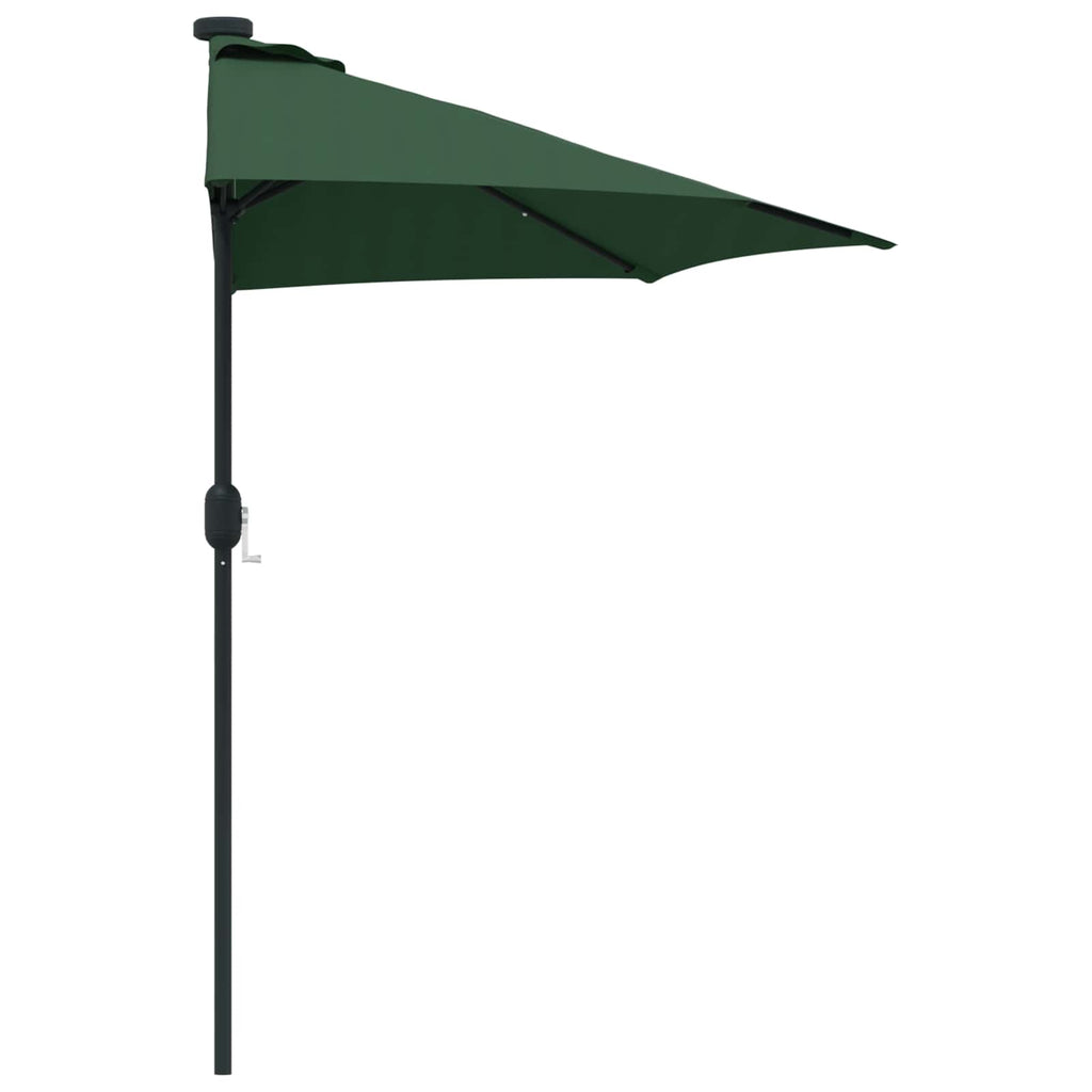 Garden Parasol 294x150cm LED Solar Outdoor Umbrella UV Resistant Black Sand Bord