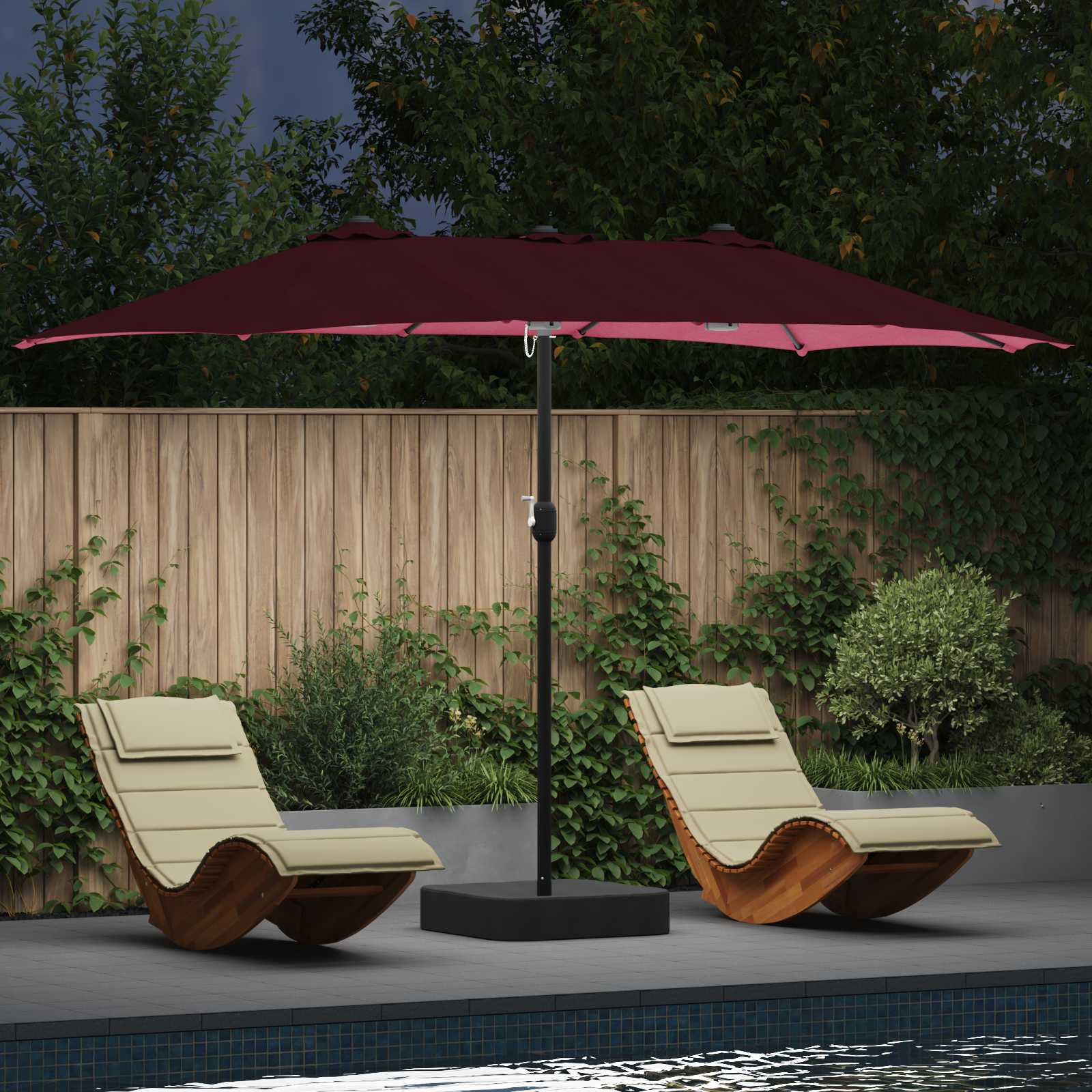 Garden Parasol 385 X 209 X 244 Cm Polyester