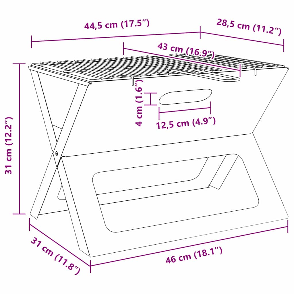 Outdoor Grill Black 46 X 31 X 31 Cm Steel