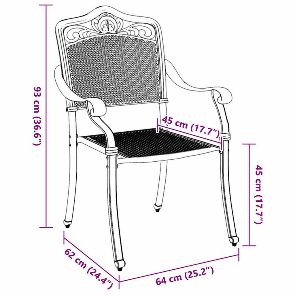 Garden Chair 2 Pcs 64 X 62 X 93Cm Aluminium
