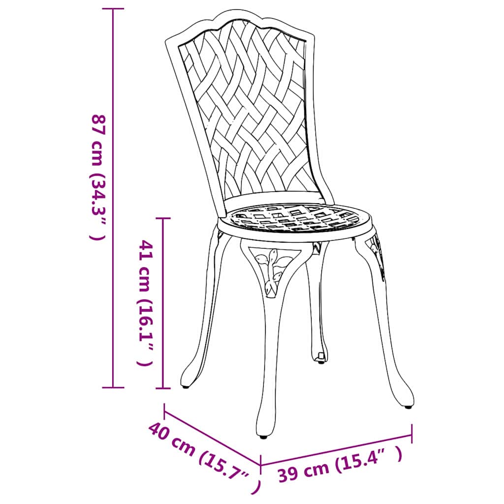 Outdoor Chair Garden 2 Pcs 39 X 40 87Cm Aluminium Green Bronze Black White 39 Cm