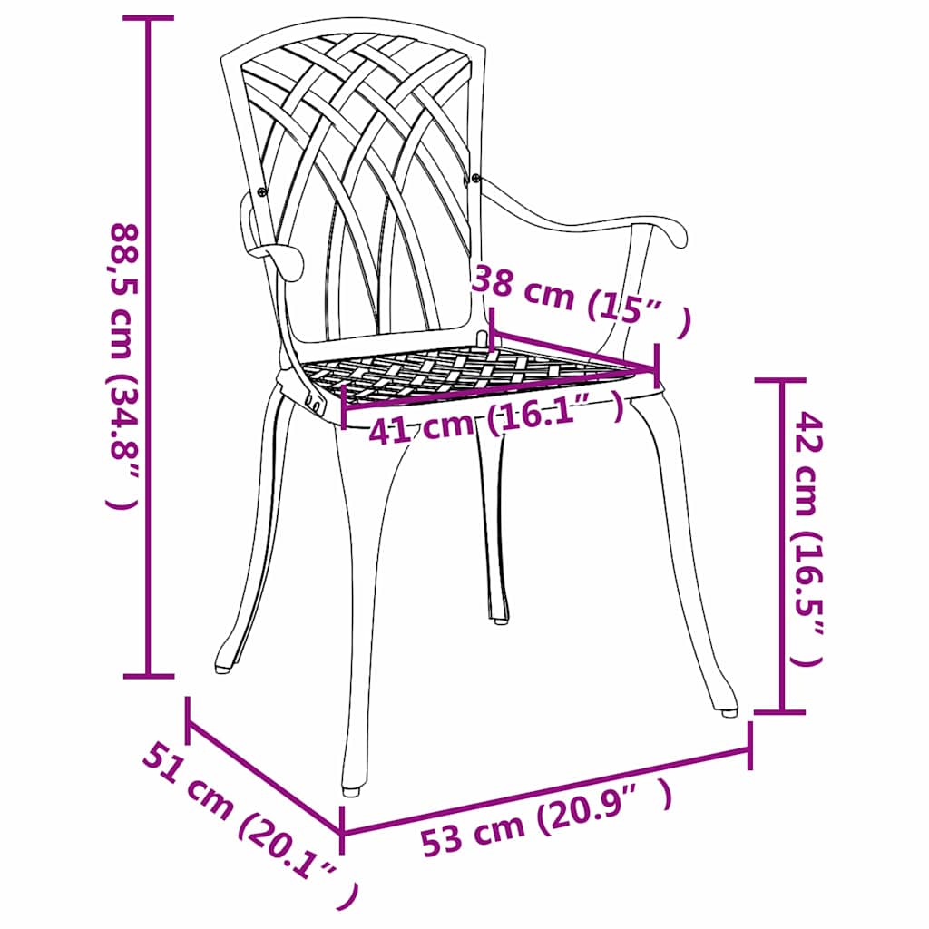 Outdoor Chair Garden 2 Pcs 53 X 51 88.5Cm Aluminium Green Black White Bronze LED