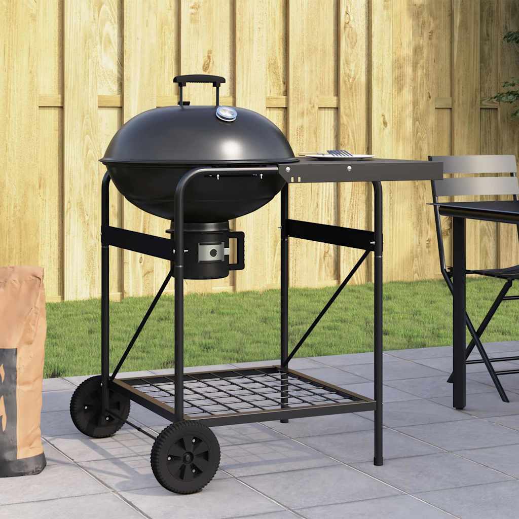 Outdoor Grill With Wheel Black 91 X 71 X 107 Cm Metal