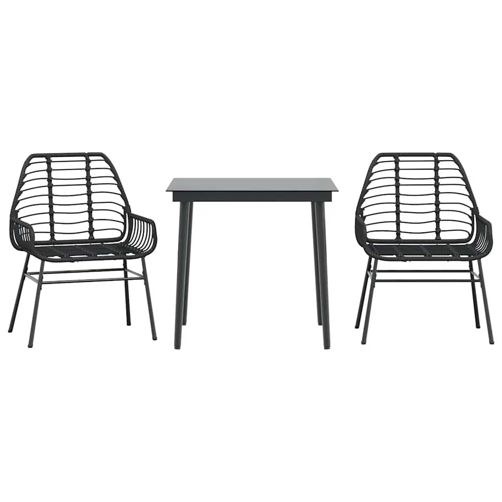 Outdoor Furniture Set 5 Piece Garden Dining Poly Rattan Glass Brown Black 80 Cm