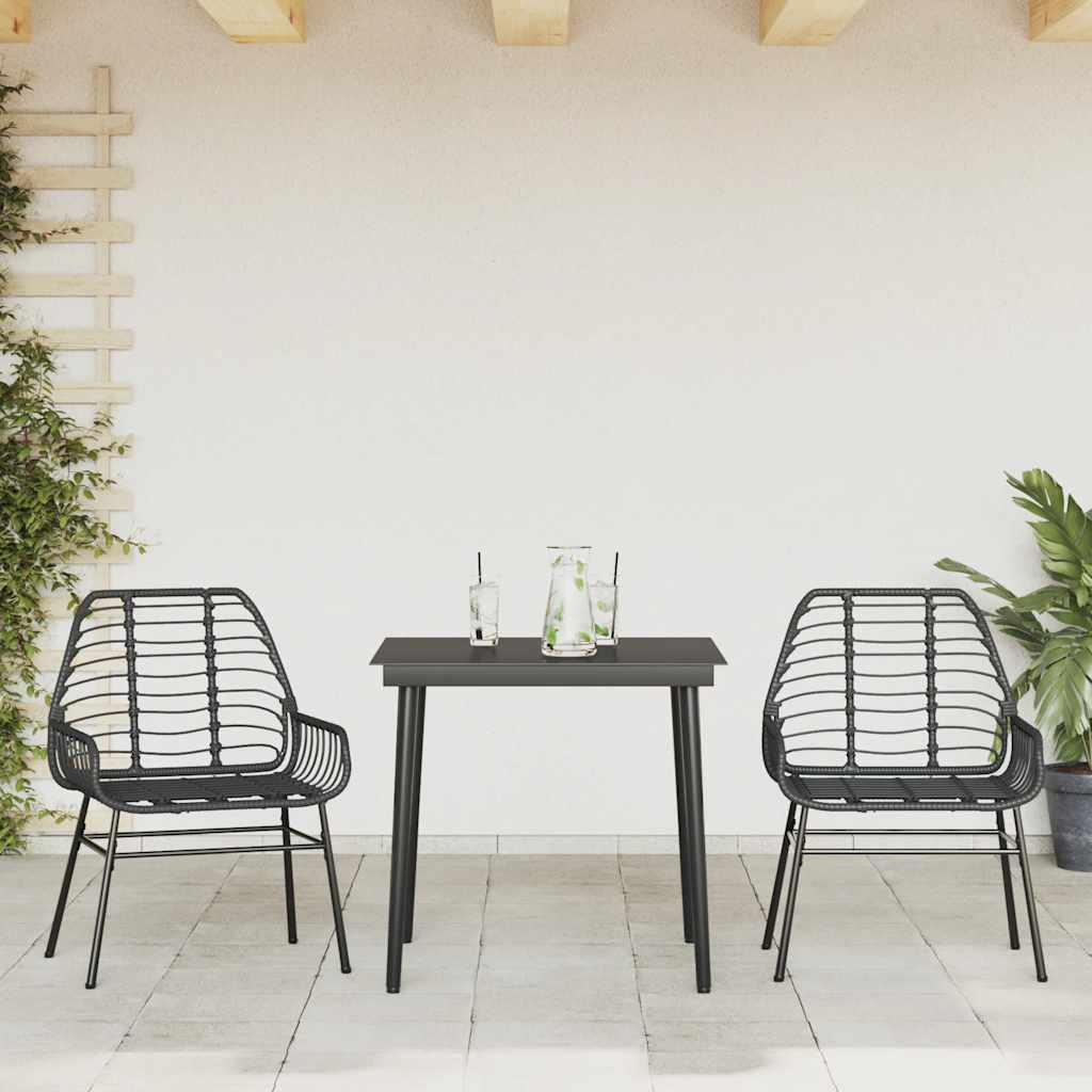 Outdoor Furniture Set 5 Piece Garden Dining Poly Rattan Glass Brown Black 80 Cm